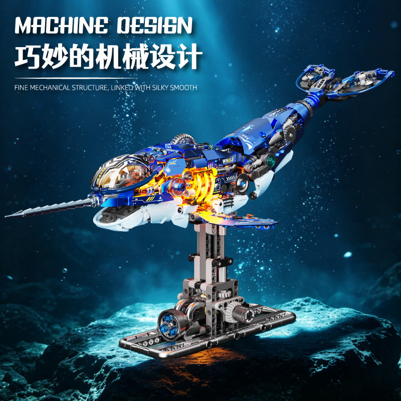 Mechanical Narwhal Marine Animal Light and Motion Building Block Set