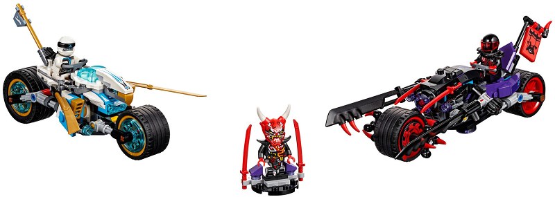 LEGO NINJAGO motorcycle with aggressive spiked wheel styling